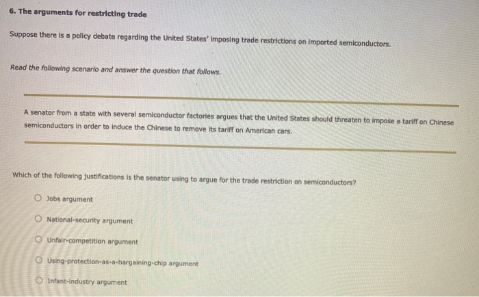 6 The Arguments For Restricting Trade Suppose The Chegg