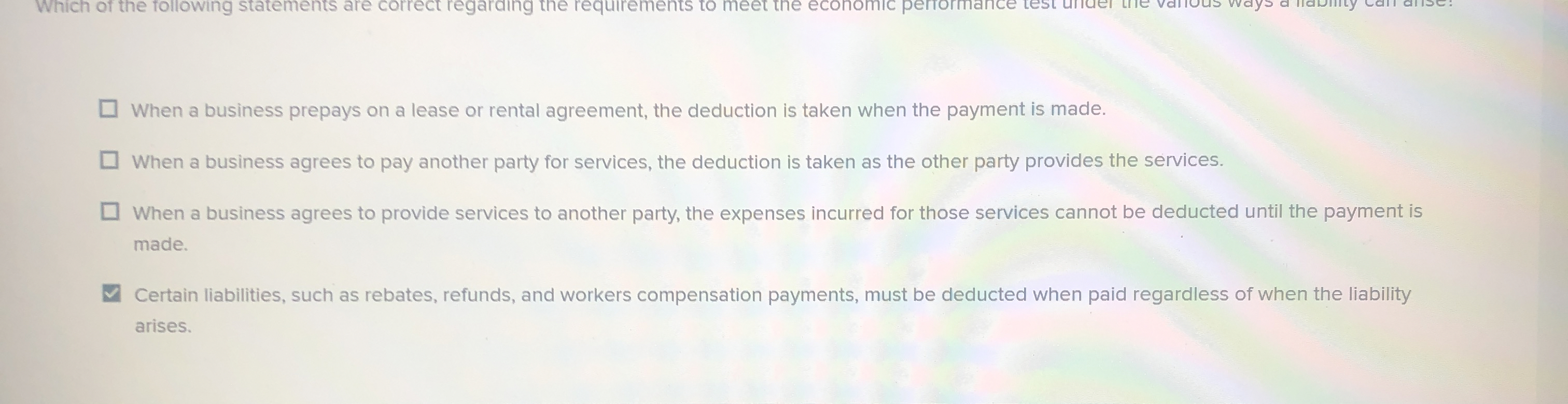 Solved When a business prepays on a lease or rental