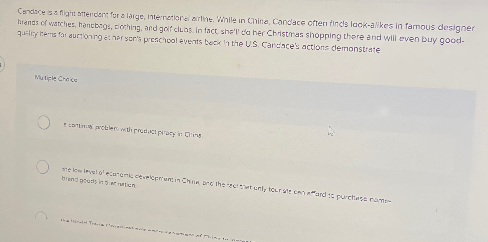 Solved Candace is a flight attendant for a large, | Chegg.com