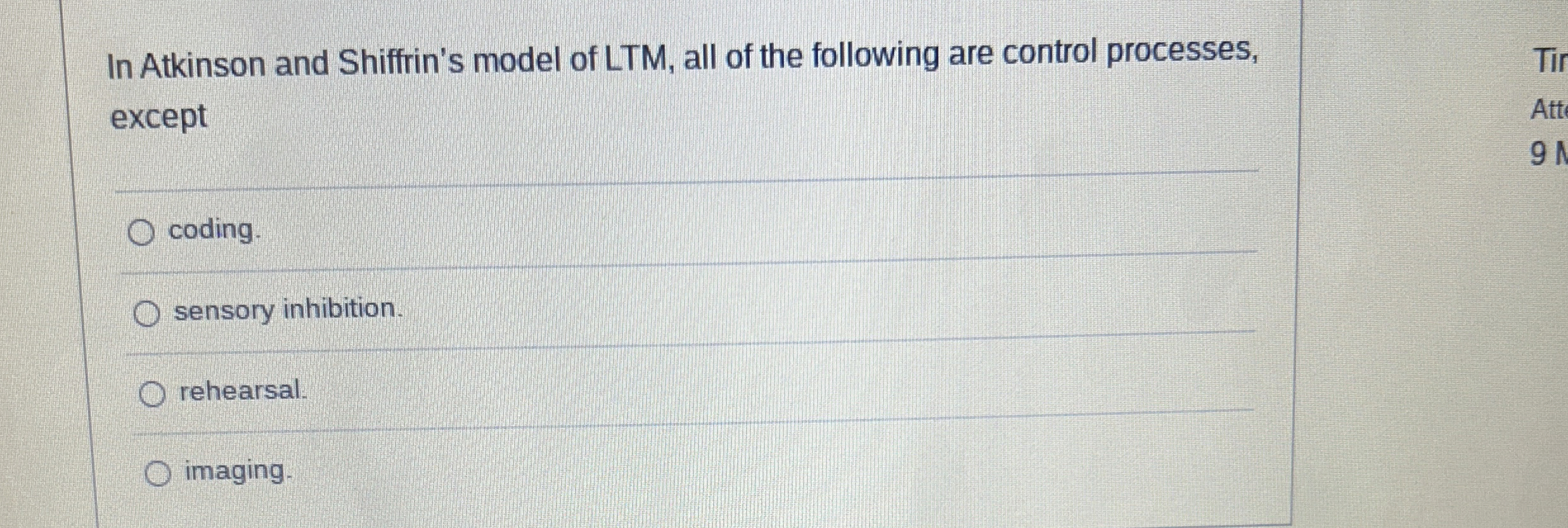 Solved In Atkinson and Shiffrin's model of LTM, ﻿all of the | Chegg.com
