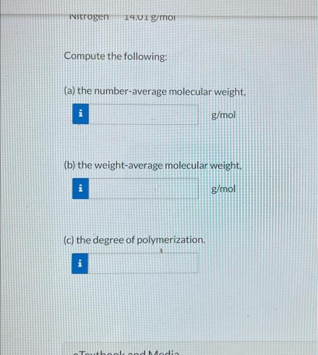 Solved The following table lists molecular weight data for a | Chegg.com