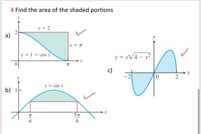 Solved 4 Find the area of the shaded portions | Chegg.com