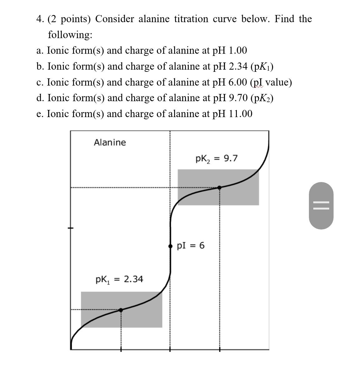 Solved 4. (2 points) Consider alanine titration curve below.