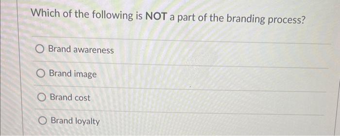 Solved Which Of The Following Is NOT A Part Of The Branding | Chegg.com