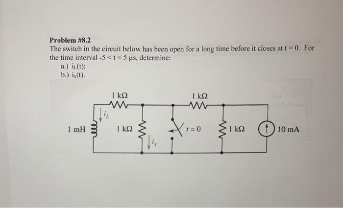 Solved Problem #8.2 The switch in the circuit below has been | Chegg.com