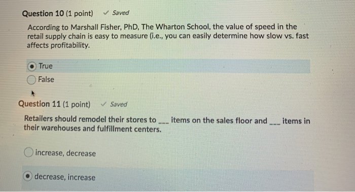 Solved Question 10 (1 point) Saved According to Marshall | Chegg.com