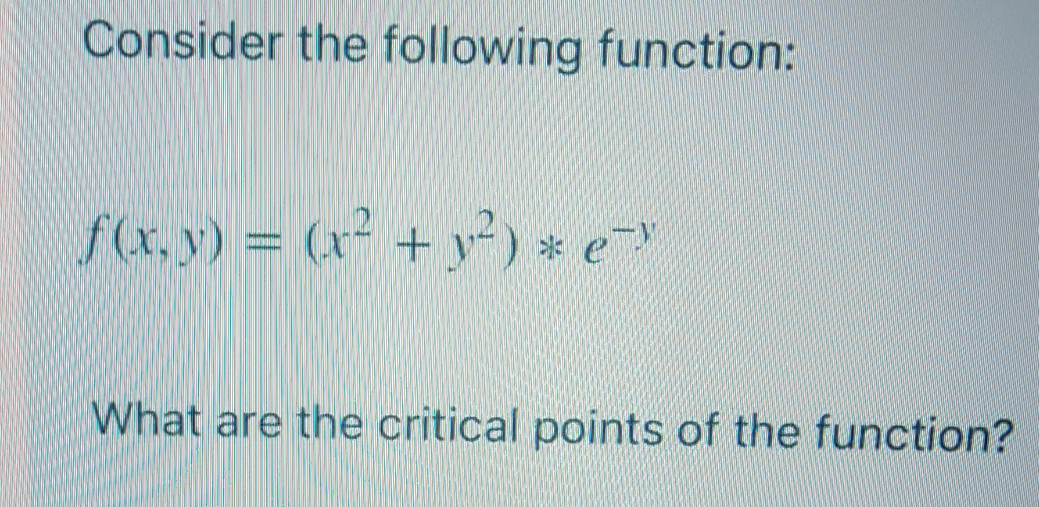 Solved Consider The Following Chegg Com