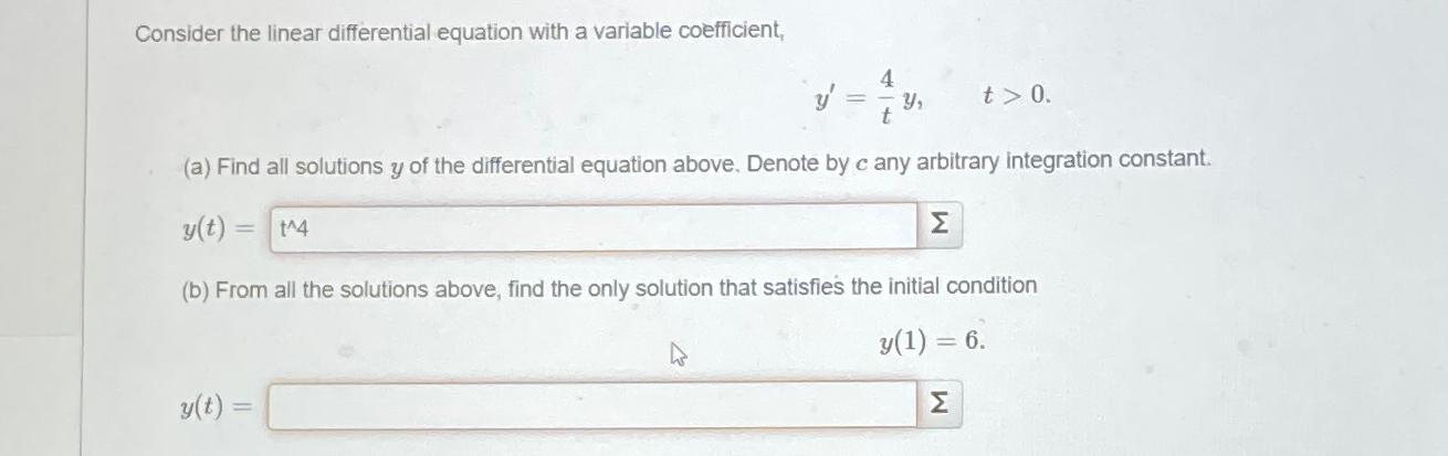 Solved Consider the linear differential equation with a | Chegg.com
