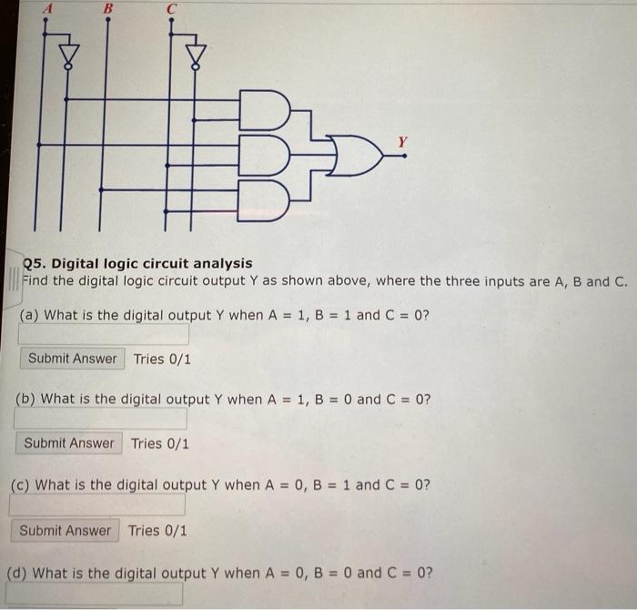 Solved B C B Q5. Digital logic circuit analysis Find the | Chegg.com