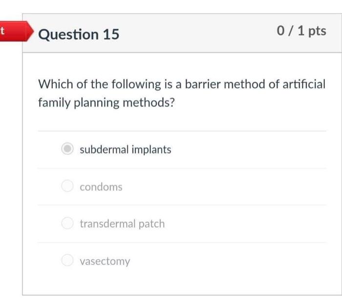 which-of-the-following-is-a-barrier-method-of-chegg