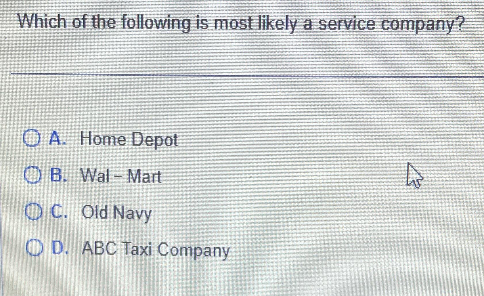 Solved Which of the following is most likely a service | Chegg.com