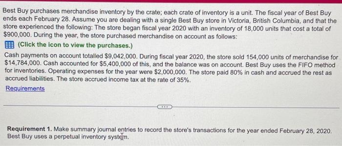Solved Best Buy purchases merchandise inventory by the | Chegg.com