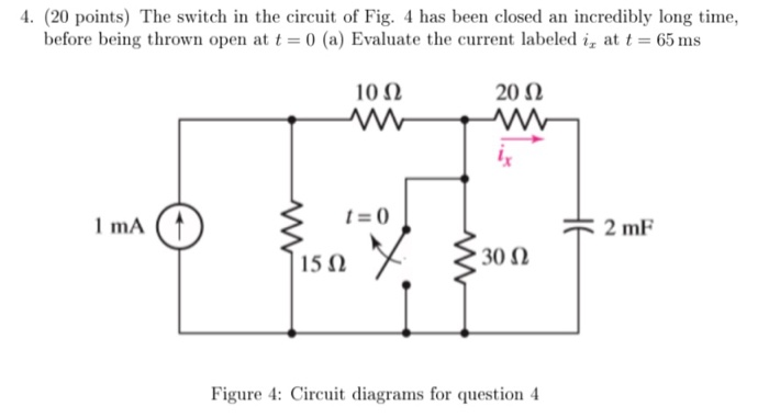 Solved 4. (20 points) The switch in the circuit of Fig. 4 | Chegg.com