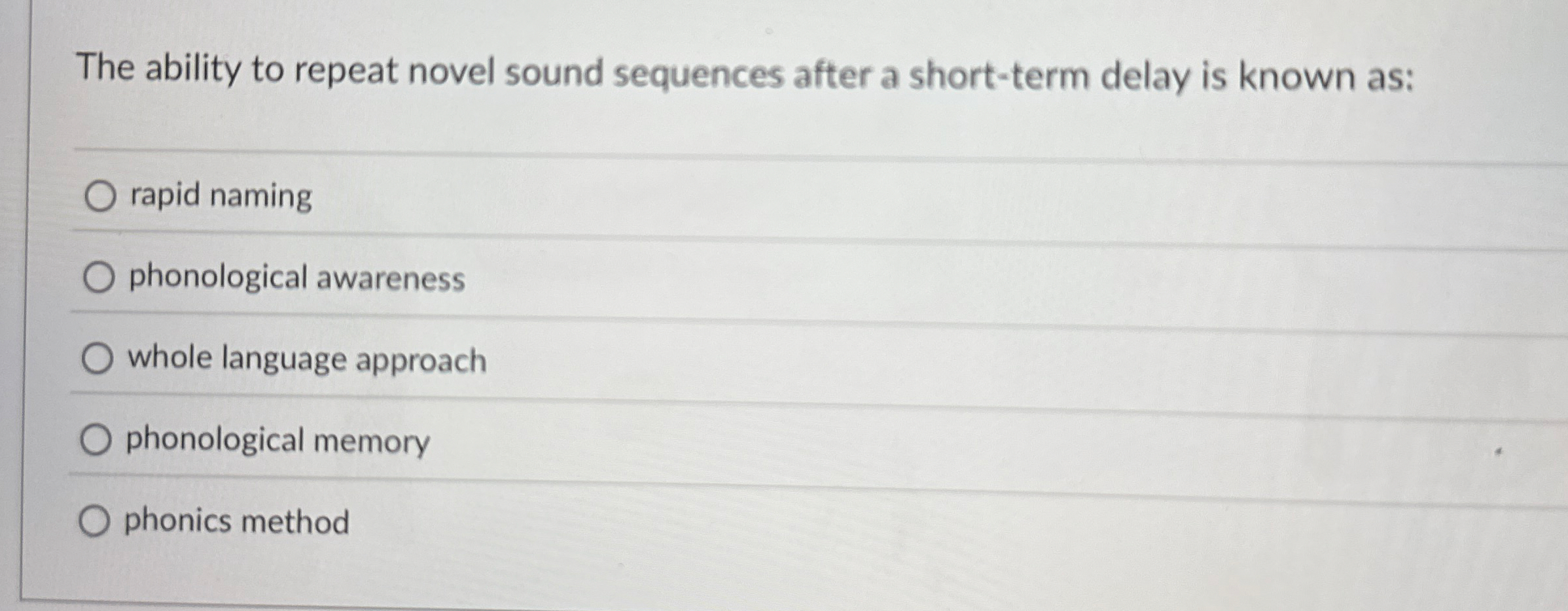 Solved The ability to repeat novel sound sequences after a | Chegg.com