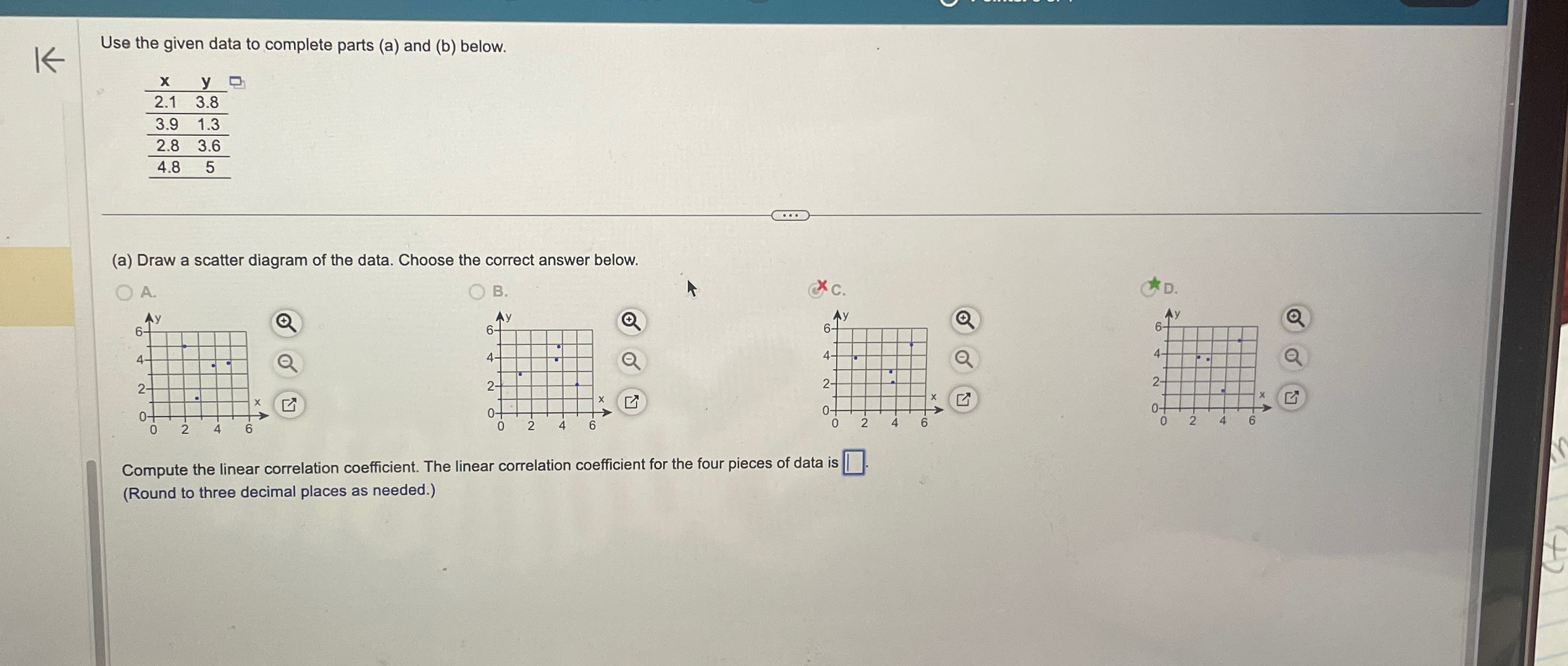 Solved Use the given data to complete parts (a) ﻿and (b) | Chegg.com