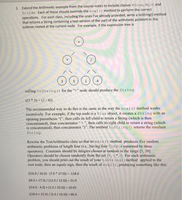 Solved 1. Extend the Arithmetic example from the course | Chegg.com