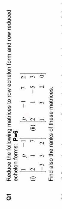 Solved Q1 1- (ii) 2 Reduce the following matrices to row | Chegg.com