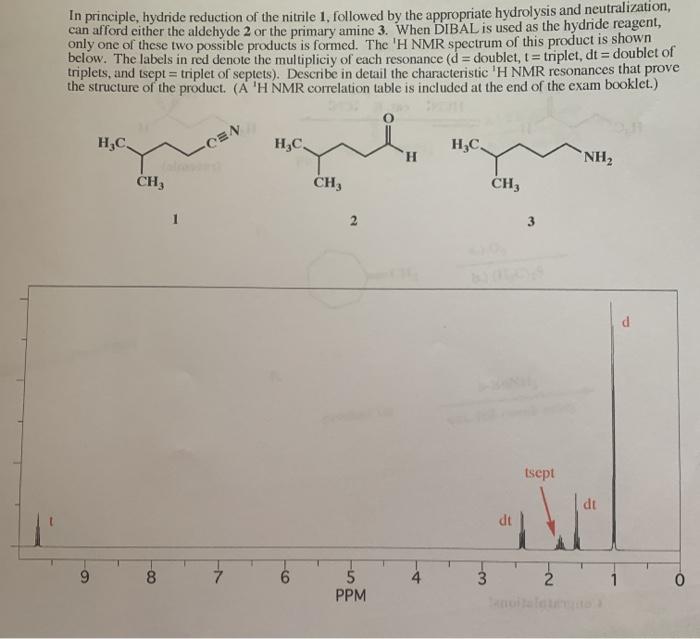 Solved In principle, hydride reduction of the nitrile 1, | Chegg.com