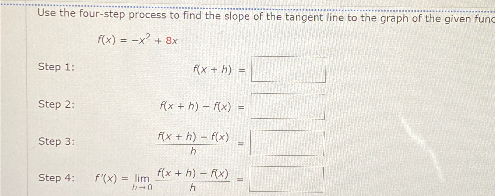 Solved Use the four-step process to find the slope of the | Chegg.com