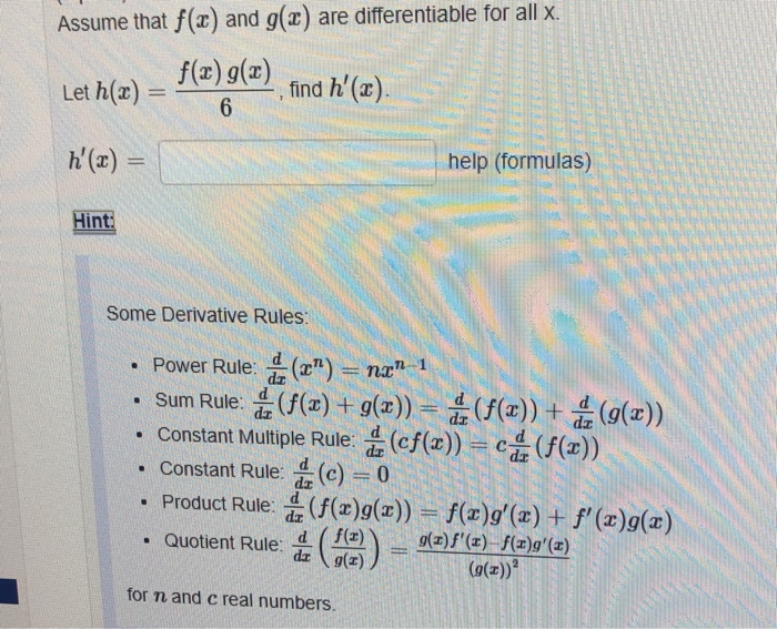 Solved Assume That F X And G 2 Are Differentiable For A Chegg Com