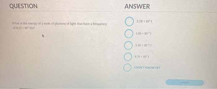Solved QUESTION ANSWER 3.28 10 What is the energy of a mole | Chegg.com