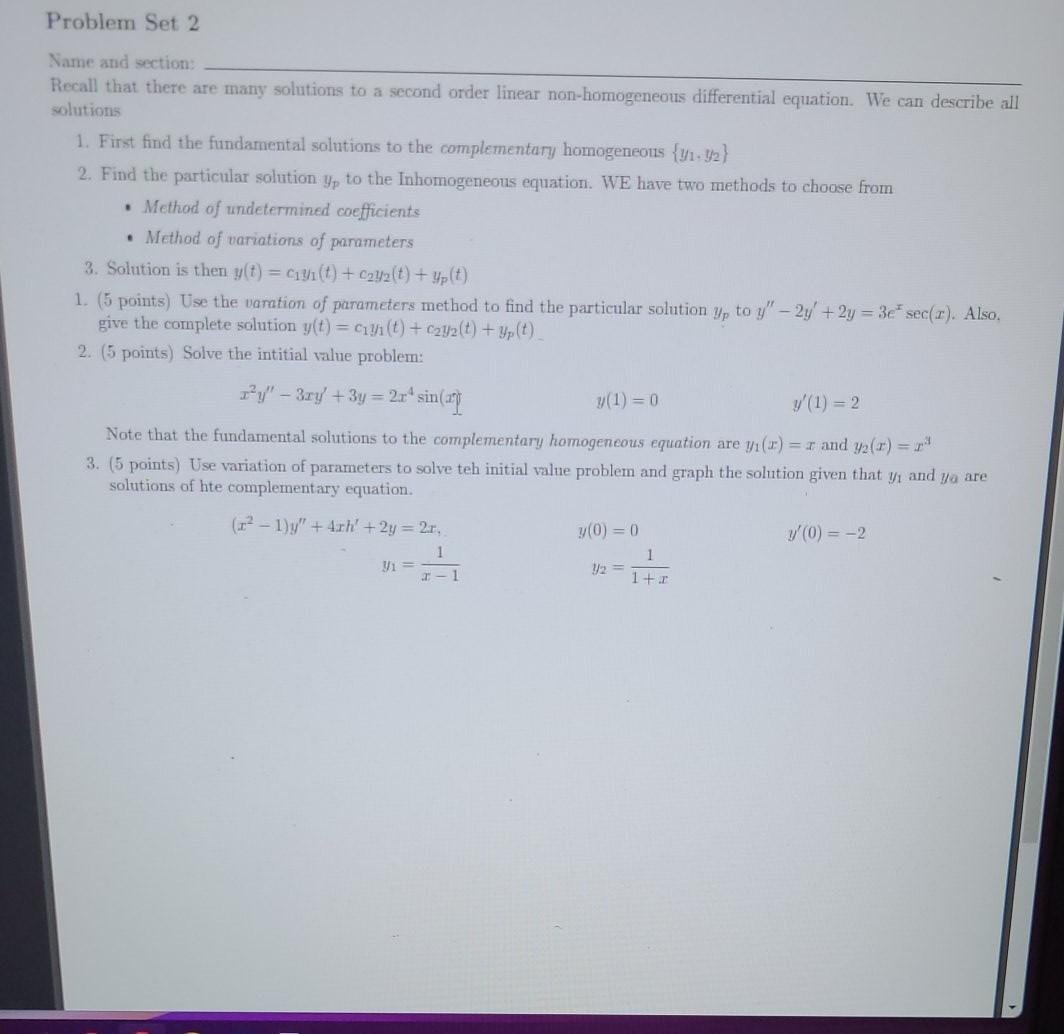 Solved Problem Set 2 Name and section: Recall that there are | Chegg.com