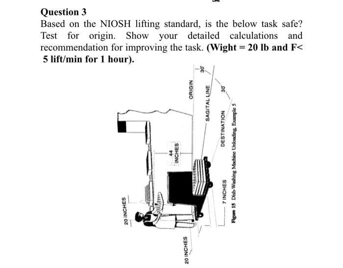 Question 3 Based on the NIOSH lifting standard, is