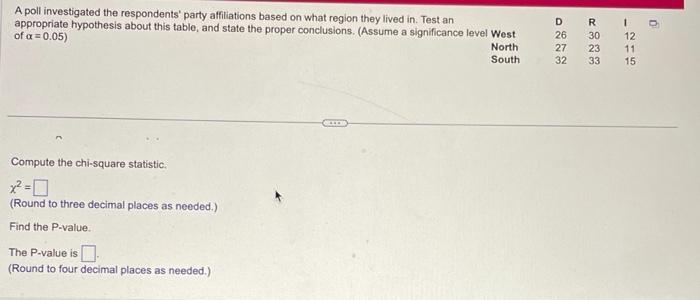 Solved A poll investigated the respondents' party | Chegg.com