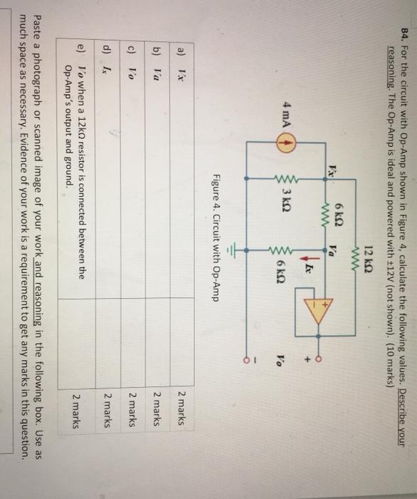 Solved B4. For The Circuit With Op-Amp Shown In Figure 4, | Chegg.com