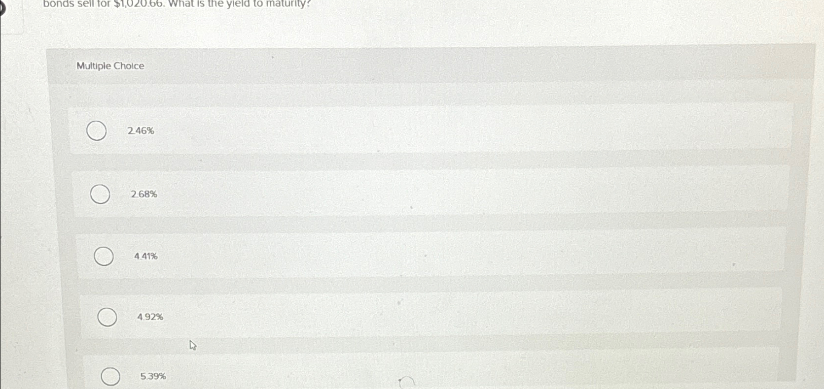 Solved Multiple Choice246%268%4.41%4.92%539% | Chegg.com