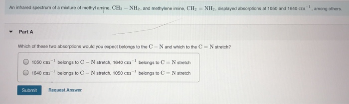 Solved An infrared spectrum of a mixture of methylamine, CH | Chegg.com