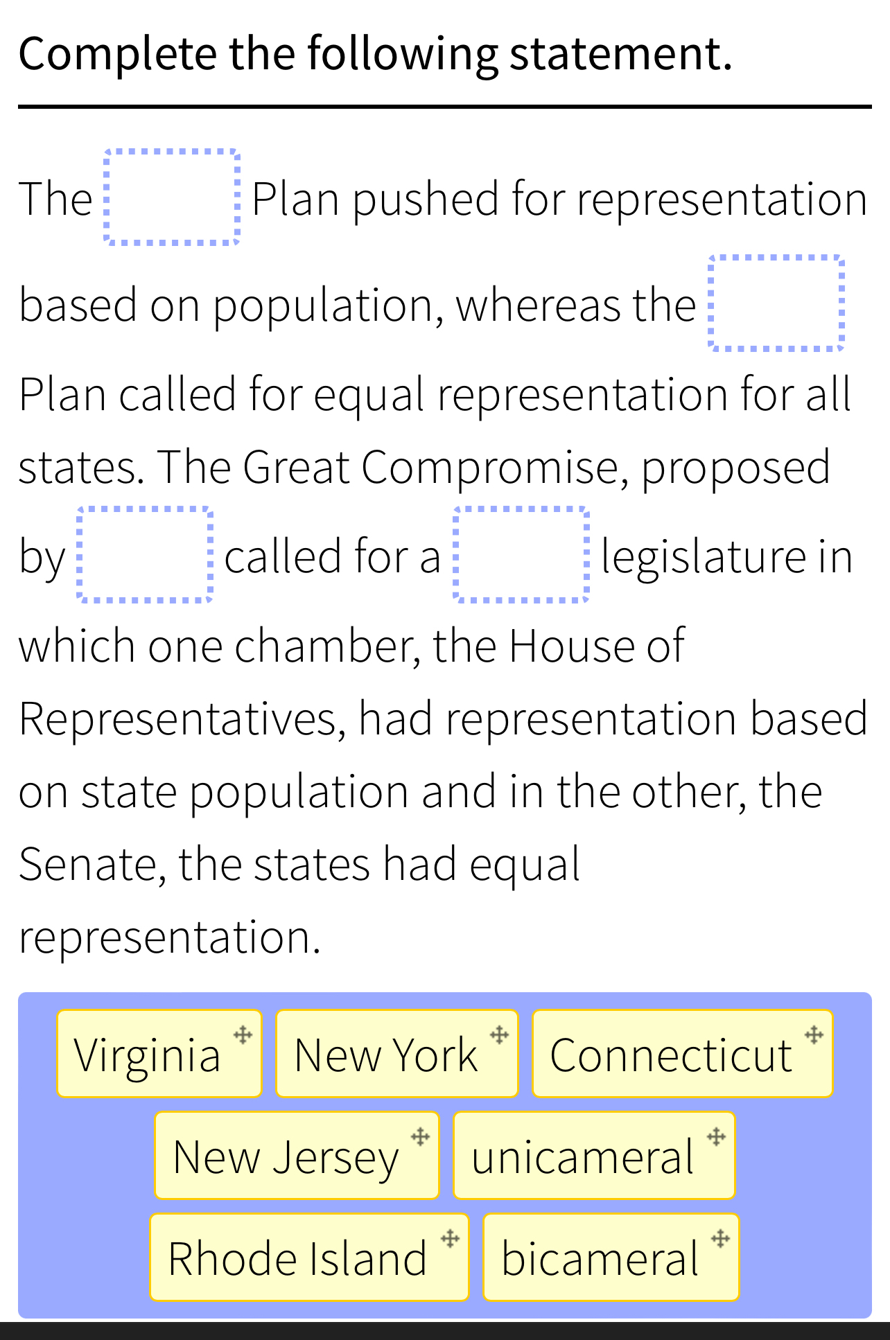 Solved Complete the following statement.The Plan pushed for 