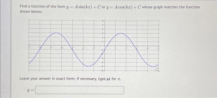 Solved Find a function of the form y=Asin(kx)+C or | Chegg.com