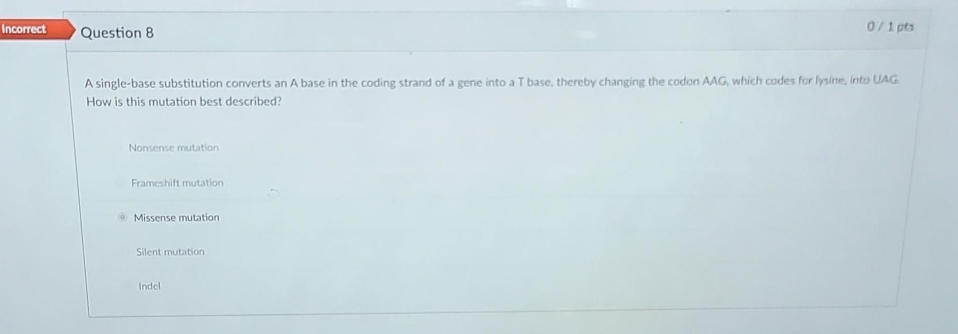 Solved A single-base substitution converts an A base in the | Chegg.com