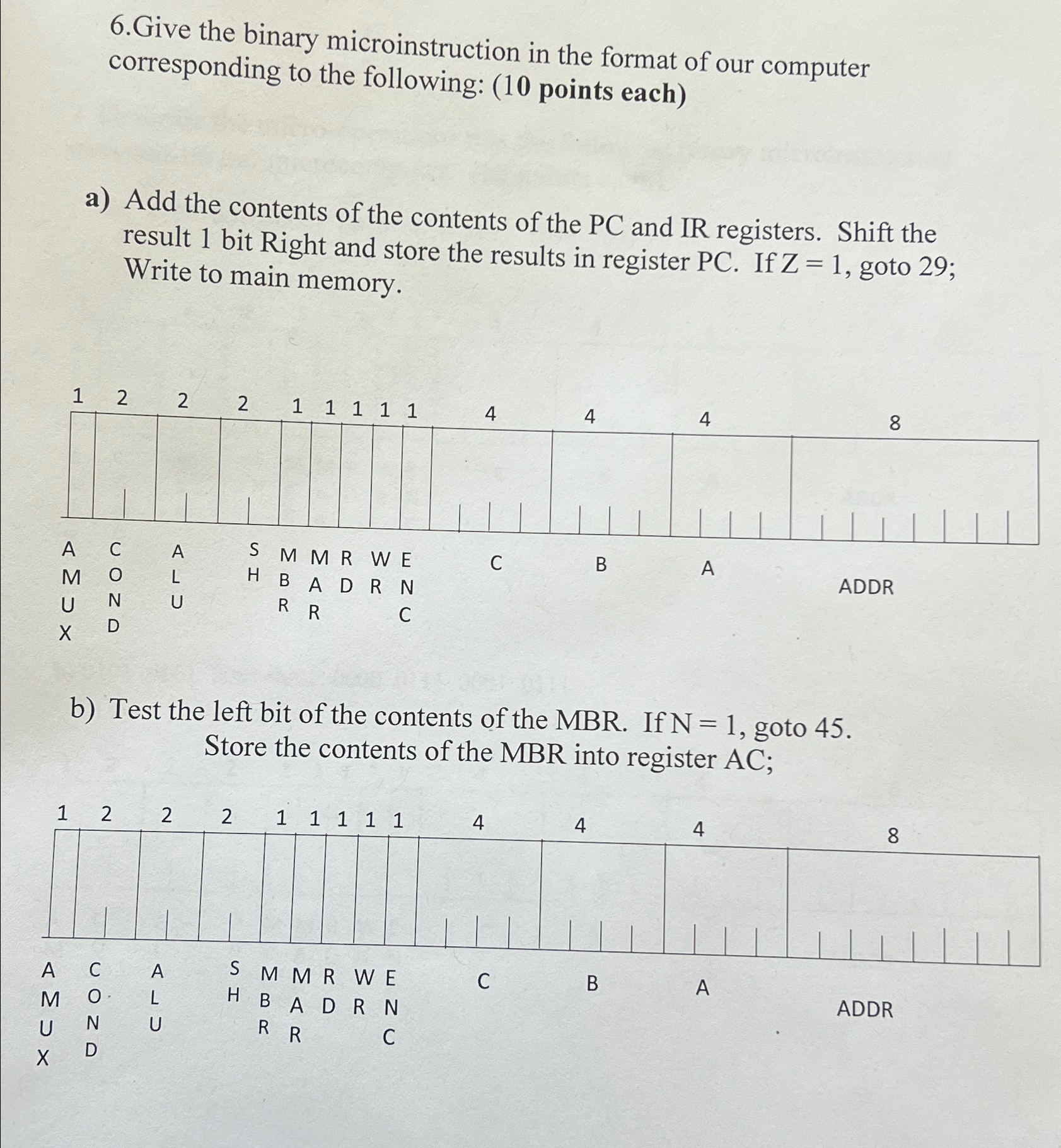 Solved Give the binary microinstruction in the format of our | Chegg.com