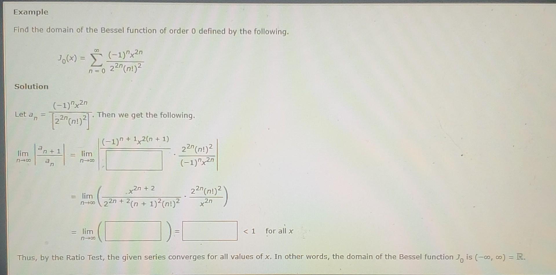 Solved Find the domain of the Bessel function of order 0 | Chegg.com