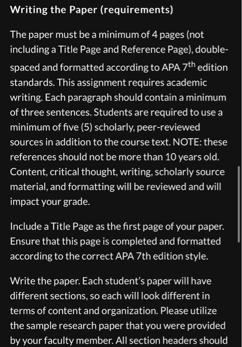 Solved A References Page is required for this assignment as | Chegg.com