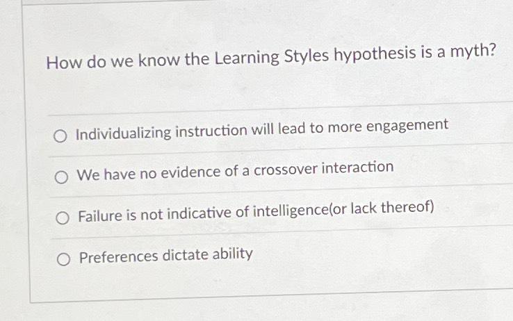 hypothesis about learning styles