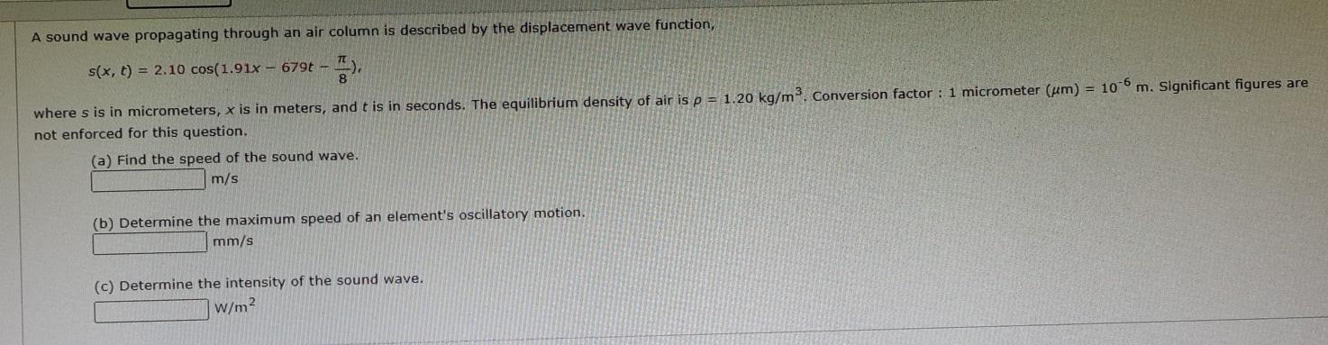 Solved A sound wave propagating through an air column is | Chegg.com