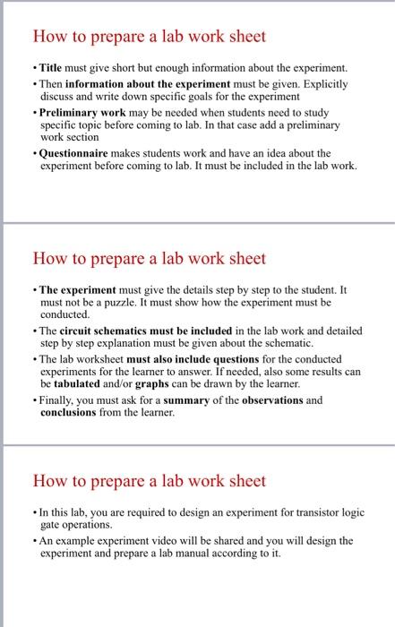 Solved The LABwork 5 is the designing an experiment. | Chegg.com