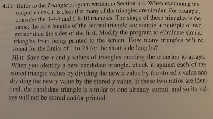 4 11 Refer To The Triangle Program Written In Section Chegg Com