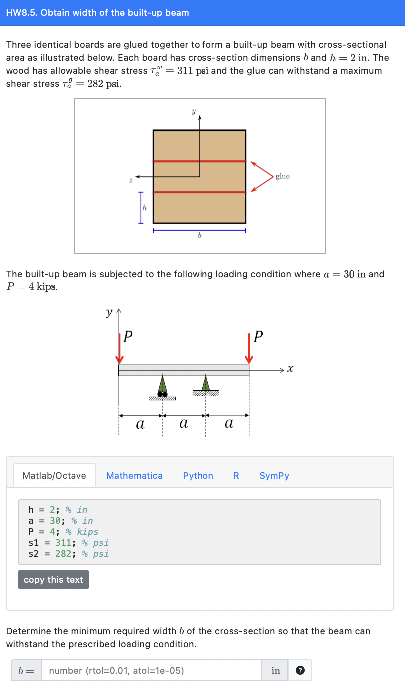 Solved HW8.5. ﻿Obtain width of the built-up beamThree | Chegg.com