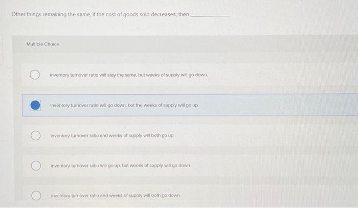 Solved Other things remaining the same, If the cost of goods | Chegg.com