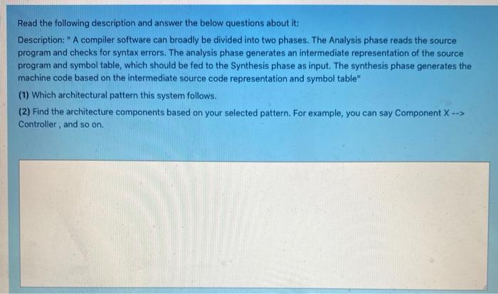 Solved Read the following description and answer the below | Chegg.com