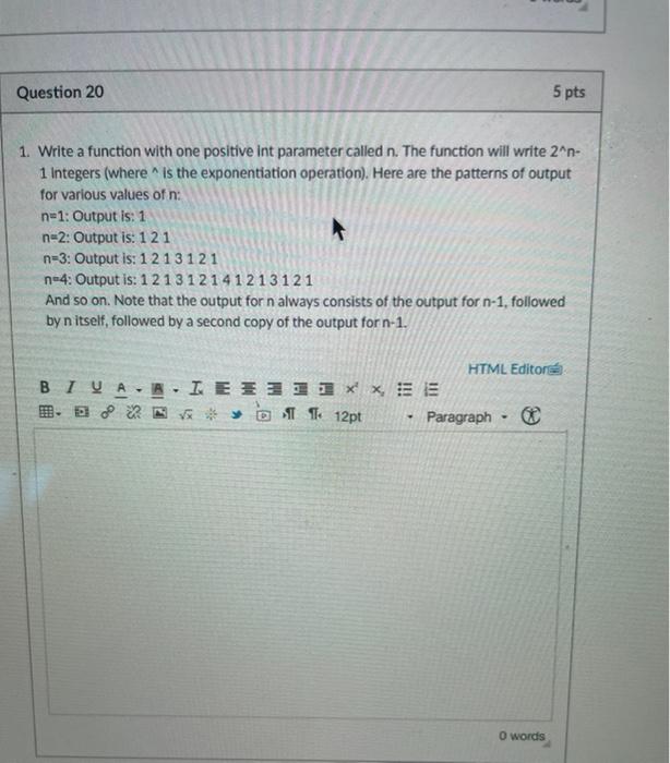 Solved Question 20 5 pts 1. Write a function with one | Chegg.com