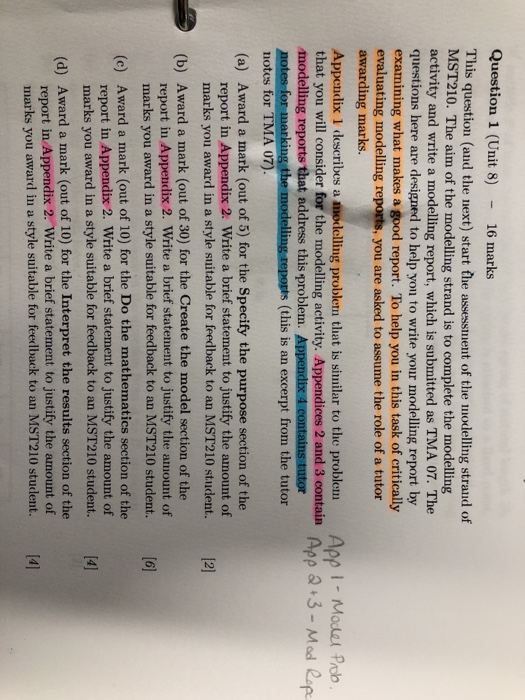 Question 1 (Unit 8) - 16 marks This question (and the | Chegg.com