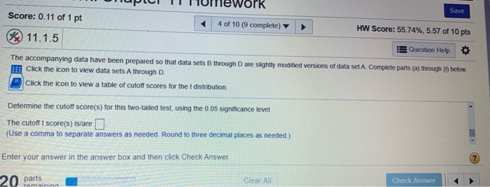 Solved Homework: Chapter 11 Homework Save Score: 0.07 of 1 | Chegg.com