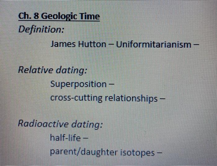 Solved Ch. 8 Geologic Time Definition James Hutton