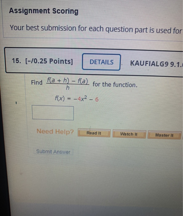 Solved Assignment Scoring Your best submission for each | Chegg.com