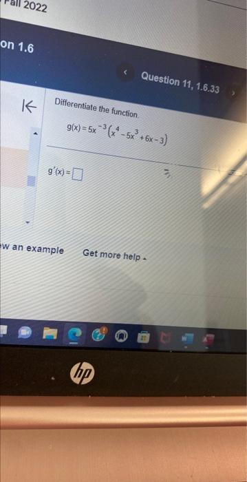 Solved Differentiate The Function G X 5x−3 X4−5x3 6x−3